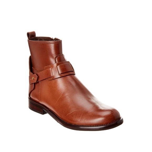 NEW Tory Burch Colton Leather Ankle Boots Leather Almond Size 9 M - Picture 1 of 8